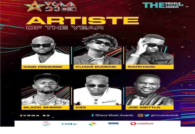 Read more about the article VGMA 23 Nominations: Kidi, Sarkodie and others battle for Artiste of the Year award
