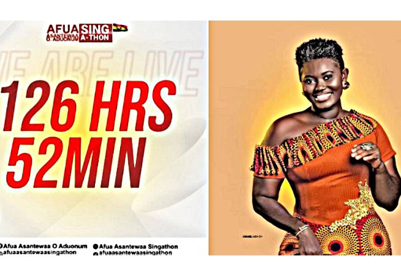 Read more about the article Afua Asantewaa concludes singathon at 126 hours, 52 minutes, awaits Guinness World Record verification