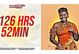 Read more about the article Afua Asantewaa concludes singathon at 126 hours, 52 minutes, awaits Guinness World Record verification
